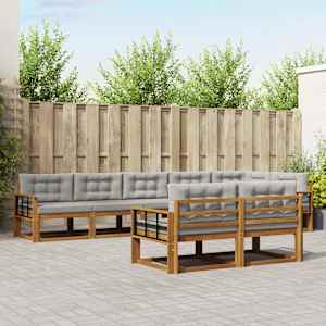 Zunanja garnitura za sedenje 8 pcs Naravna in svetlo siva