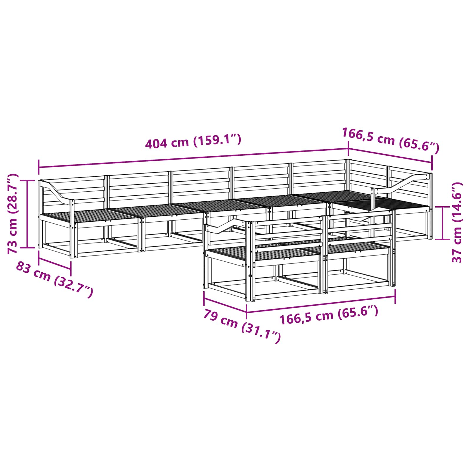Buiten bankenset 8 pcs Naturel Massief Acaciahout image 7
