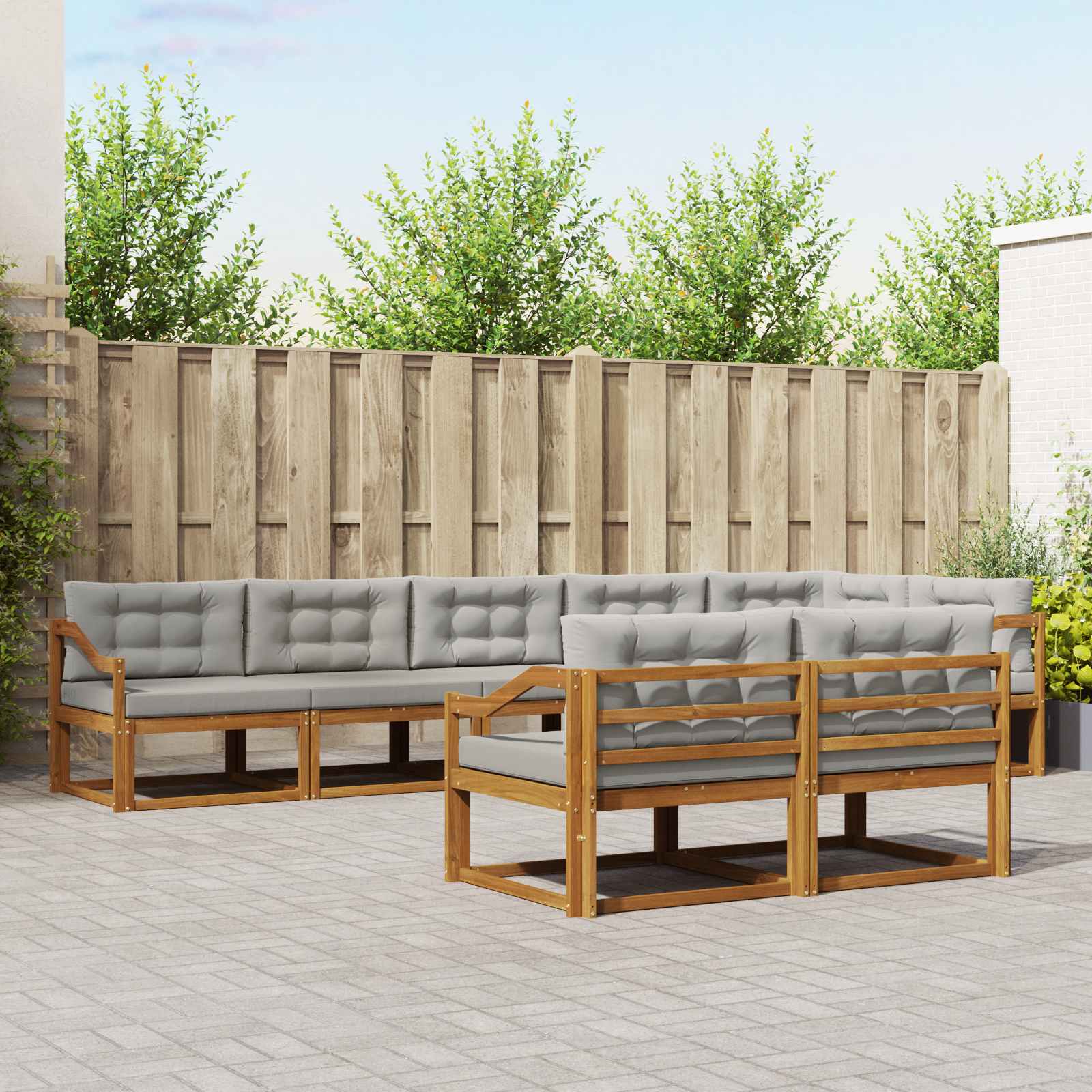 vidaXL Set de canapele de exterior 8 pcs Gri natural și deschis