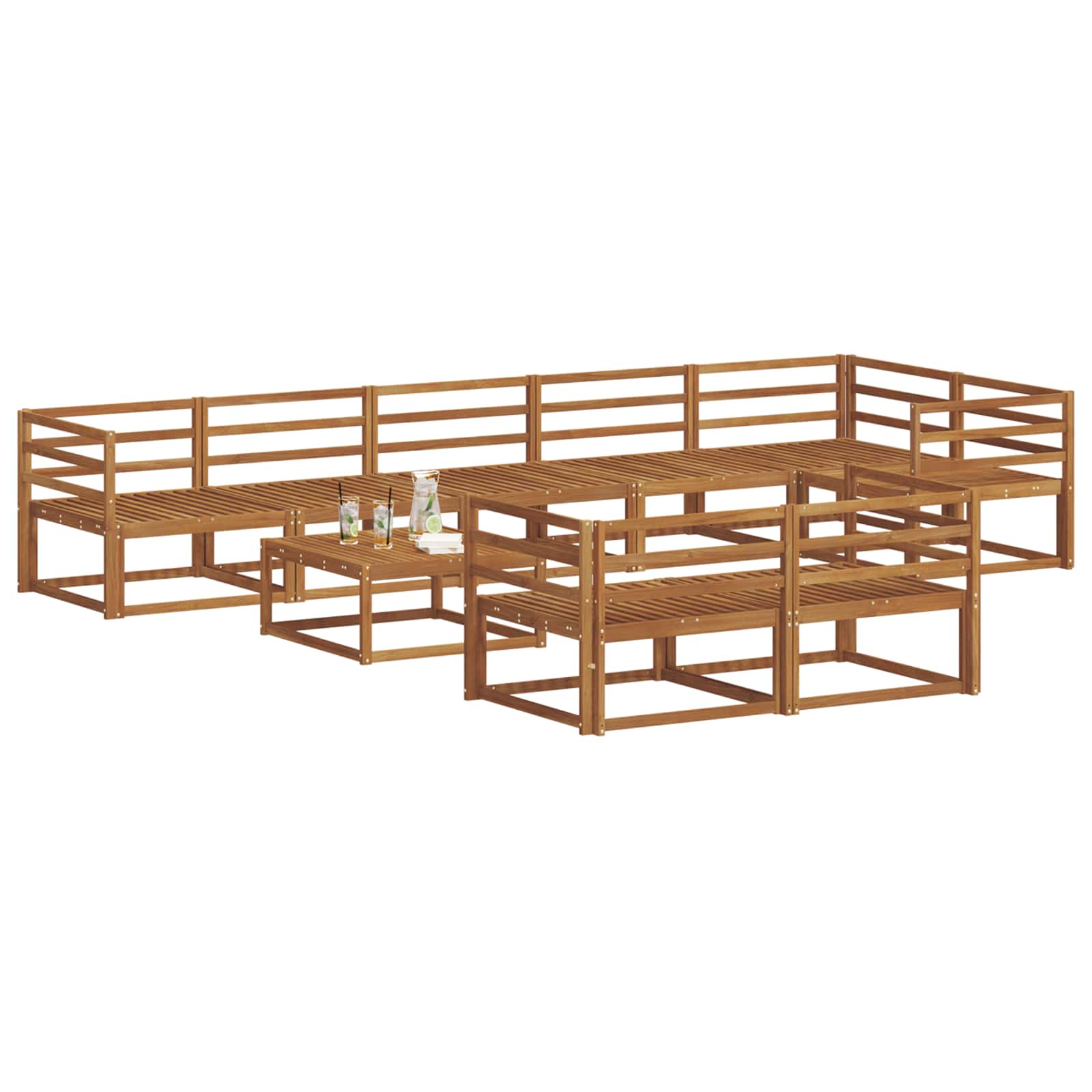 Buiten bankenset 9 pcs Naturel Massief Acaciahout image 3