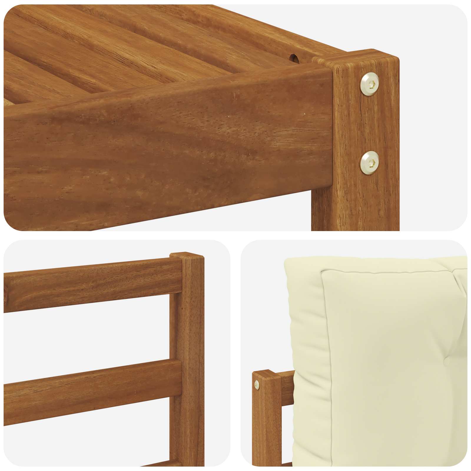 Zunanja garnitura za sedenje z blazino 9 pcs Naravna in smetana - slika 7