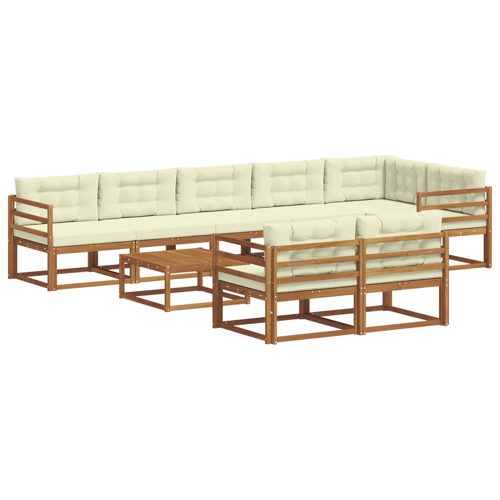 Zunanja garnitura za sedenje z blazino 9 pcs Naravna in smetana - slika 2