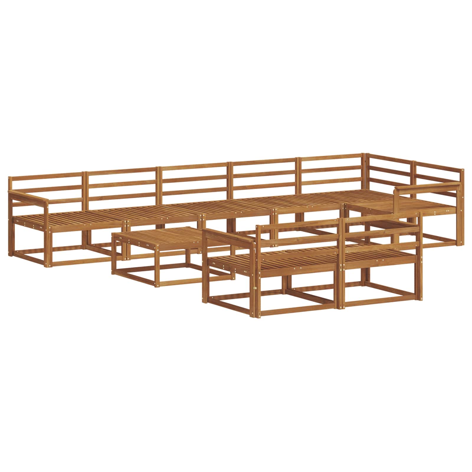 Buiten bankenset 9 pcs Naturel Massief Acaciahout image 2