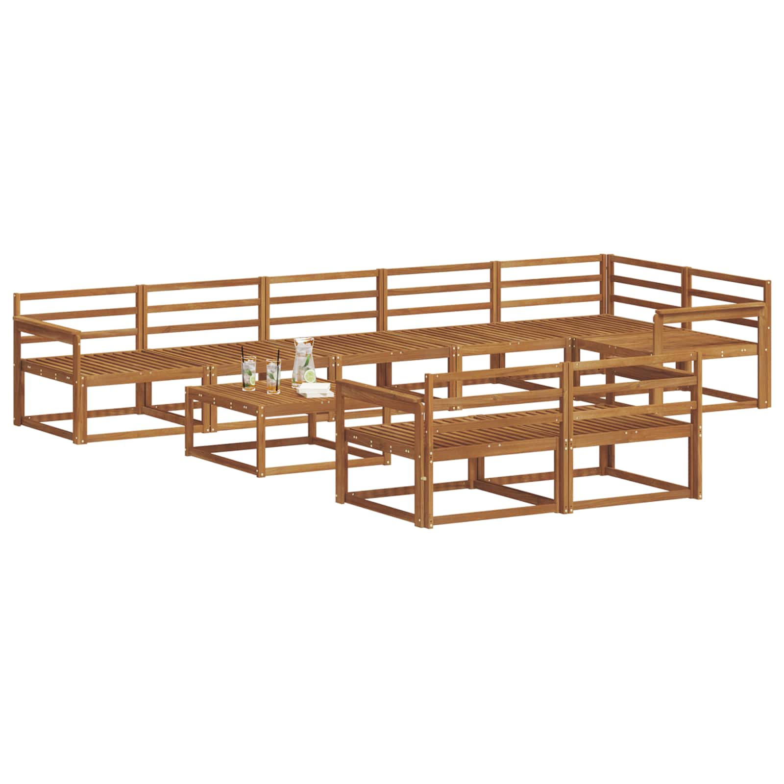 Buiten bankenset 9 pcs Naturel Massief Acaciahout image 3