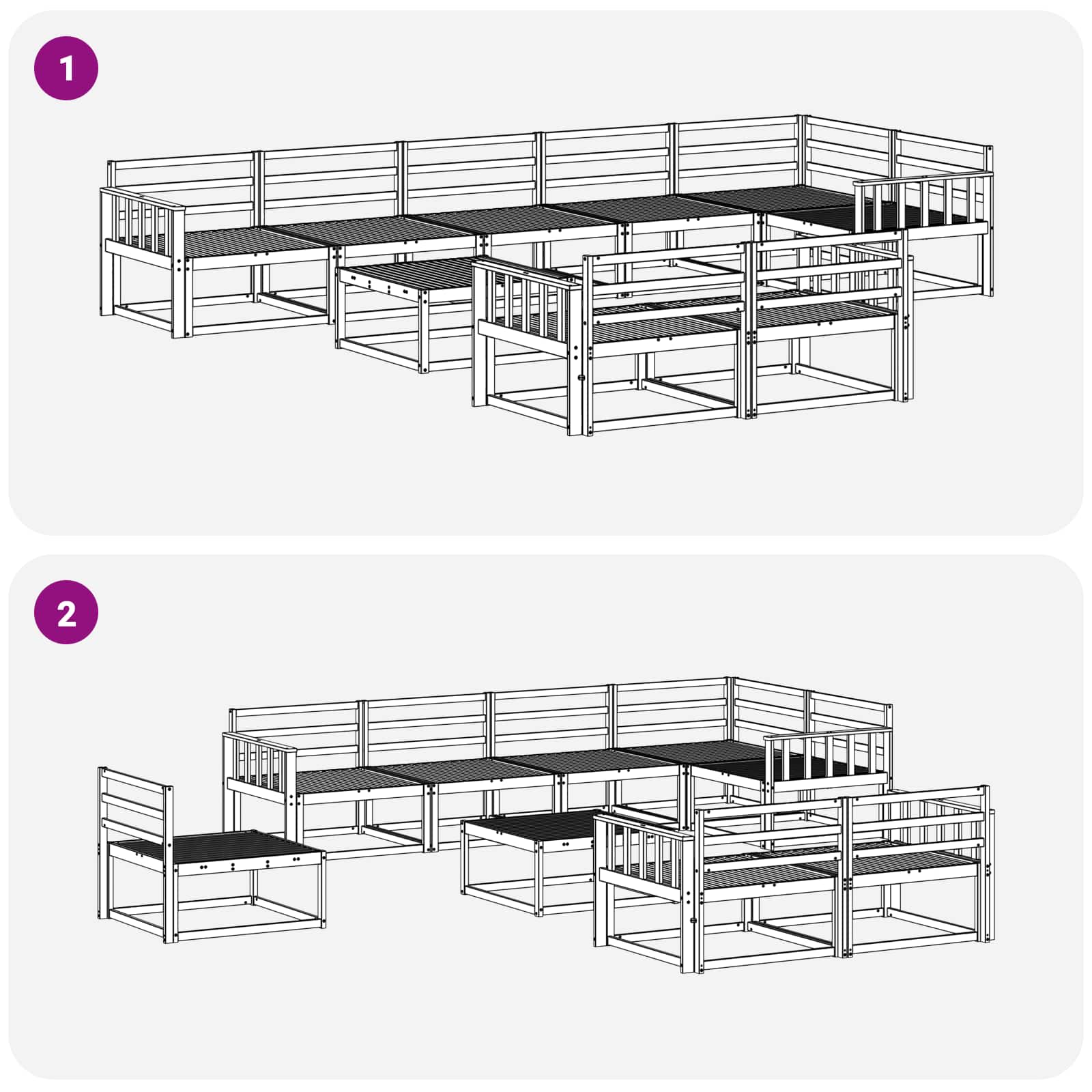 Buiten bankenset 9 pcs Naturel Massief Acaciahout image 9
