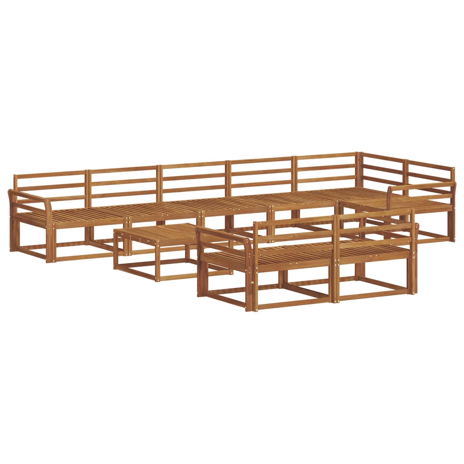 Buiten bankenset 9 pcs Naturel Massief Acaciahout image 2