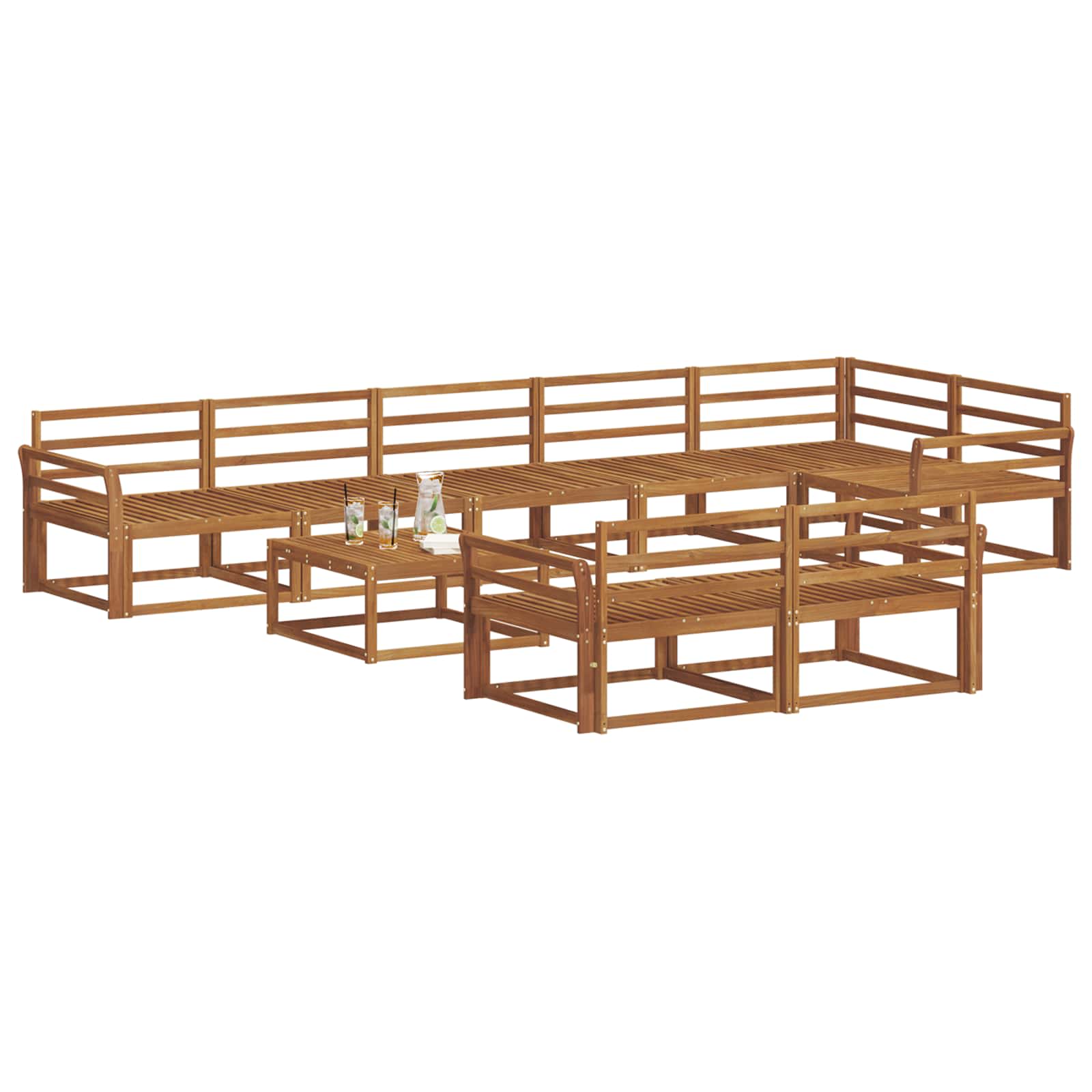 Buiten bankenset 9 pcs Naturel Massief Acaciahout image 3