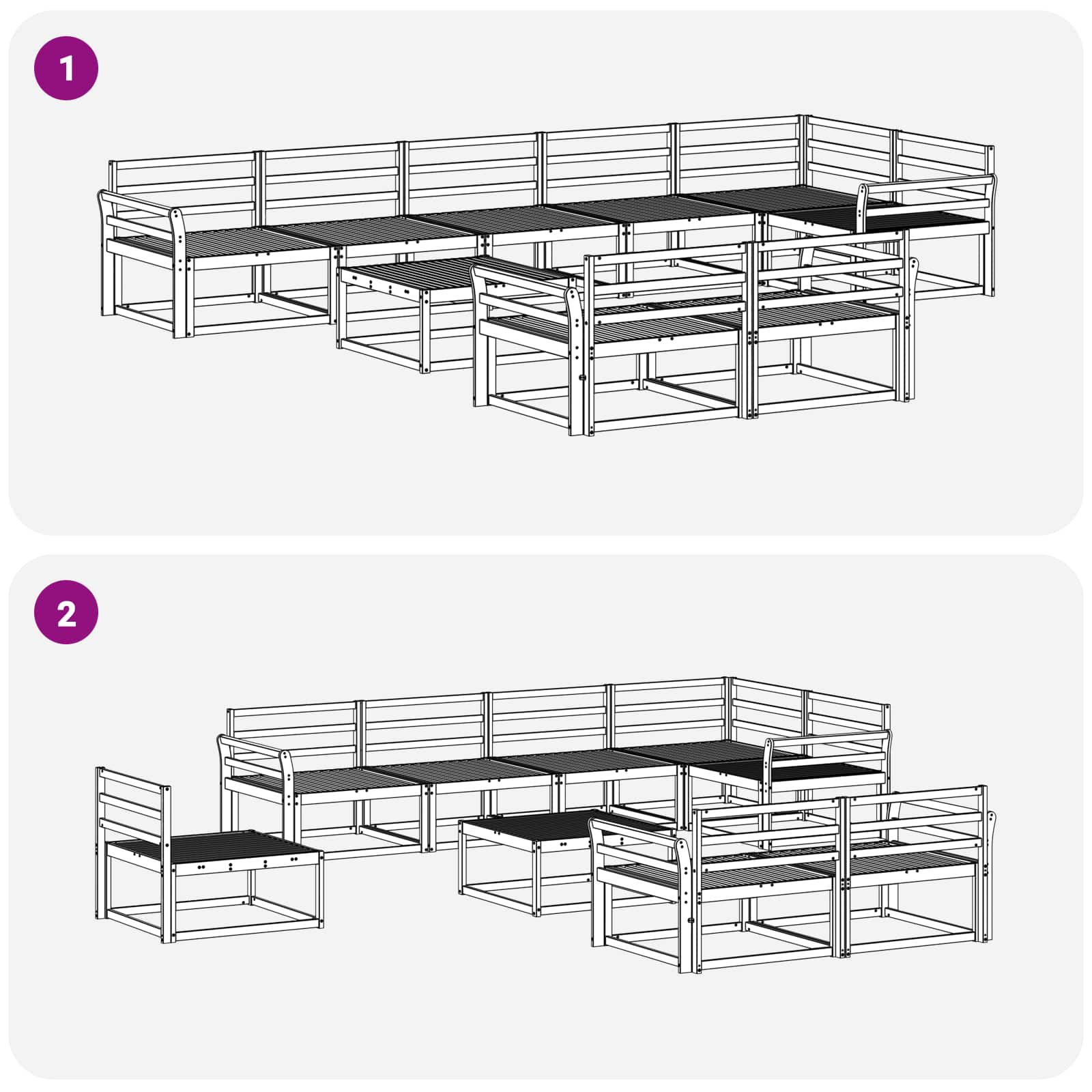 Buiten bankenset 9 pcs Naturel Massief Acaciahout image 9