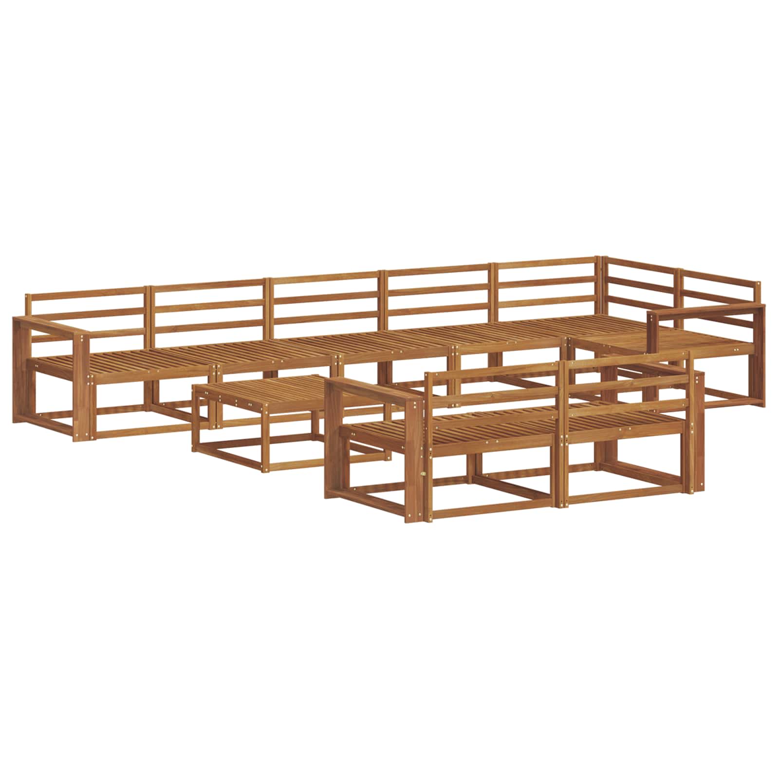 Buiten bankenset 9 pcs Naturel Massief Acaciahout image 2