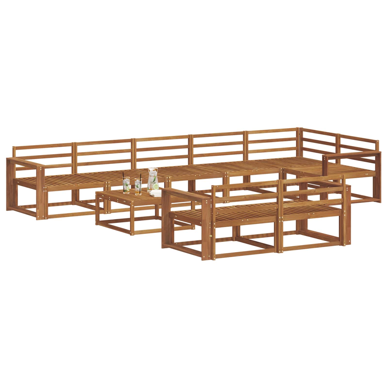 Buiten bankenset 9 pcs Naturel Massief Acaciahout image 3