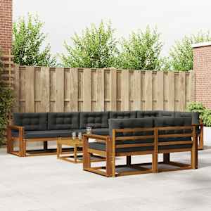 Zunanja garnitura za sedenje 9 pcs Naravna in antracitna