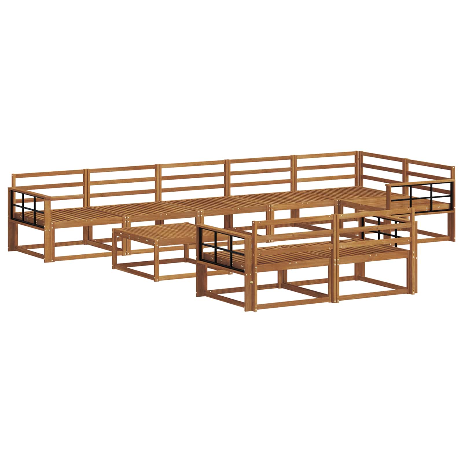 Buiten bankenset 9 pcs Naturel Massief Acaciahout image 2