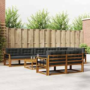 Zunanja garnitura za sedenje 9 pcs Naravna in antracitna