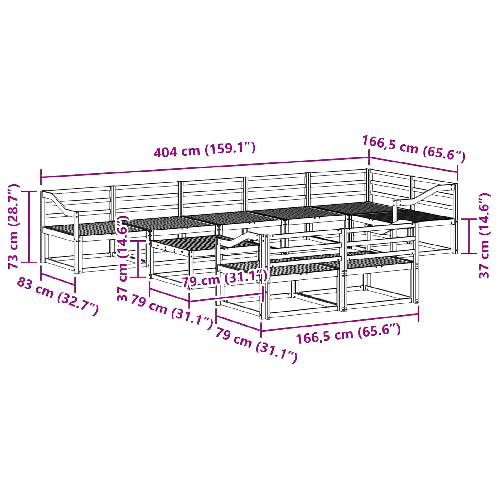 Buiten bankenset 9 pcs Naturel Massief Acaciahout image 10