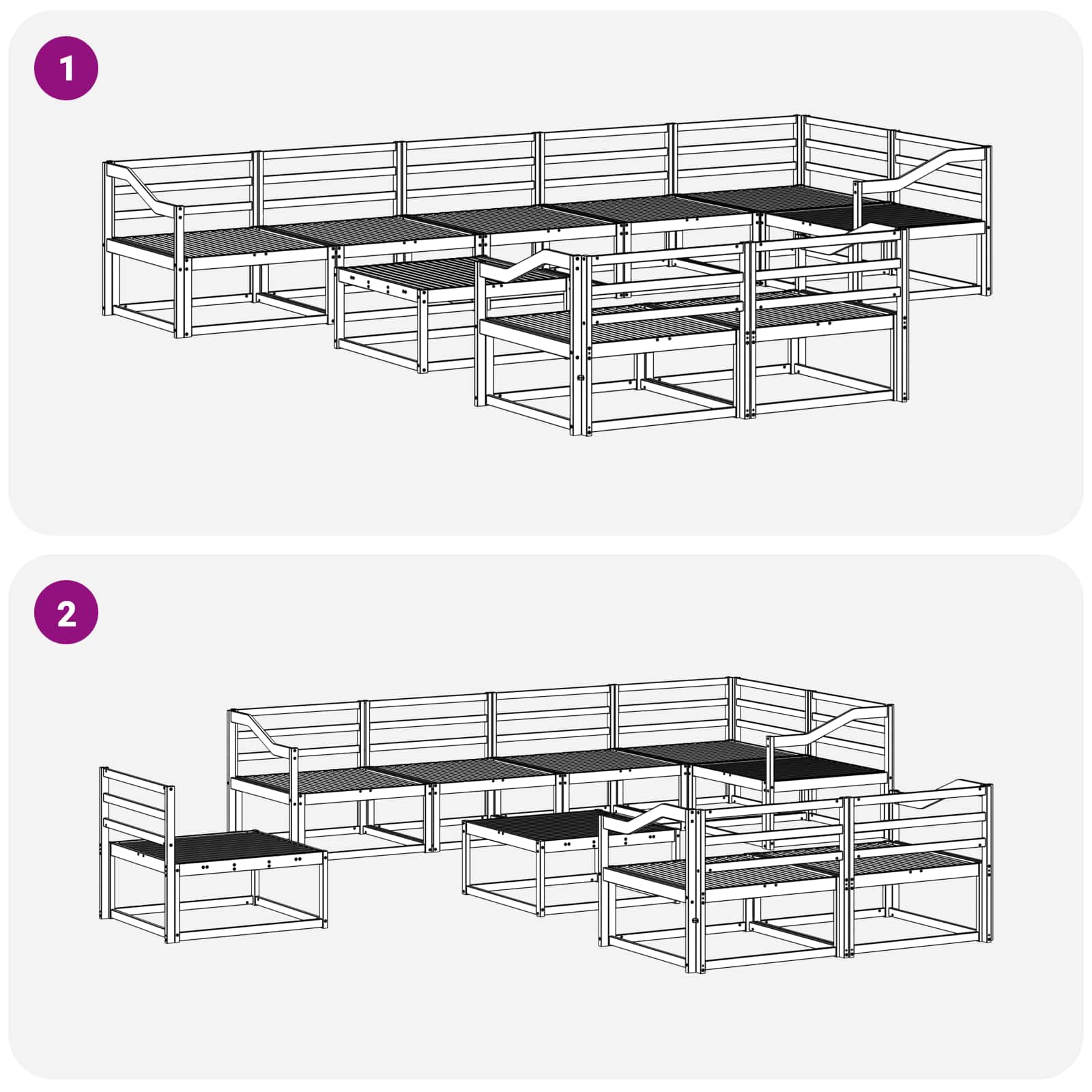 Buiten bankenset 9 pcs Naturel Massief Acaciahout image 9