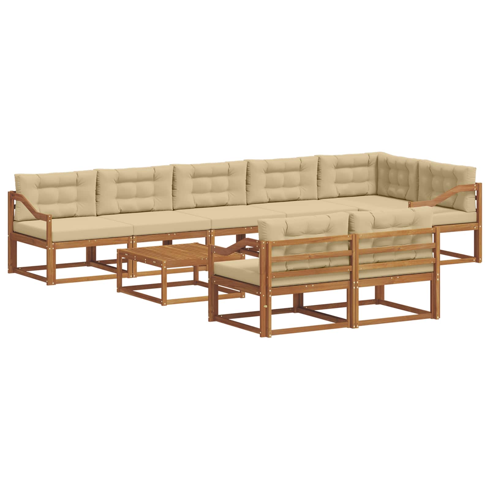 vidaXL Outdoor-Sofagarnitur mit Kissen 9 pcs Natur und Beige – Bild 2