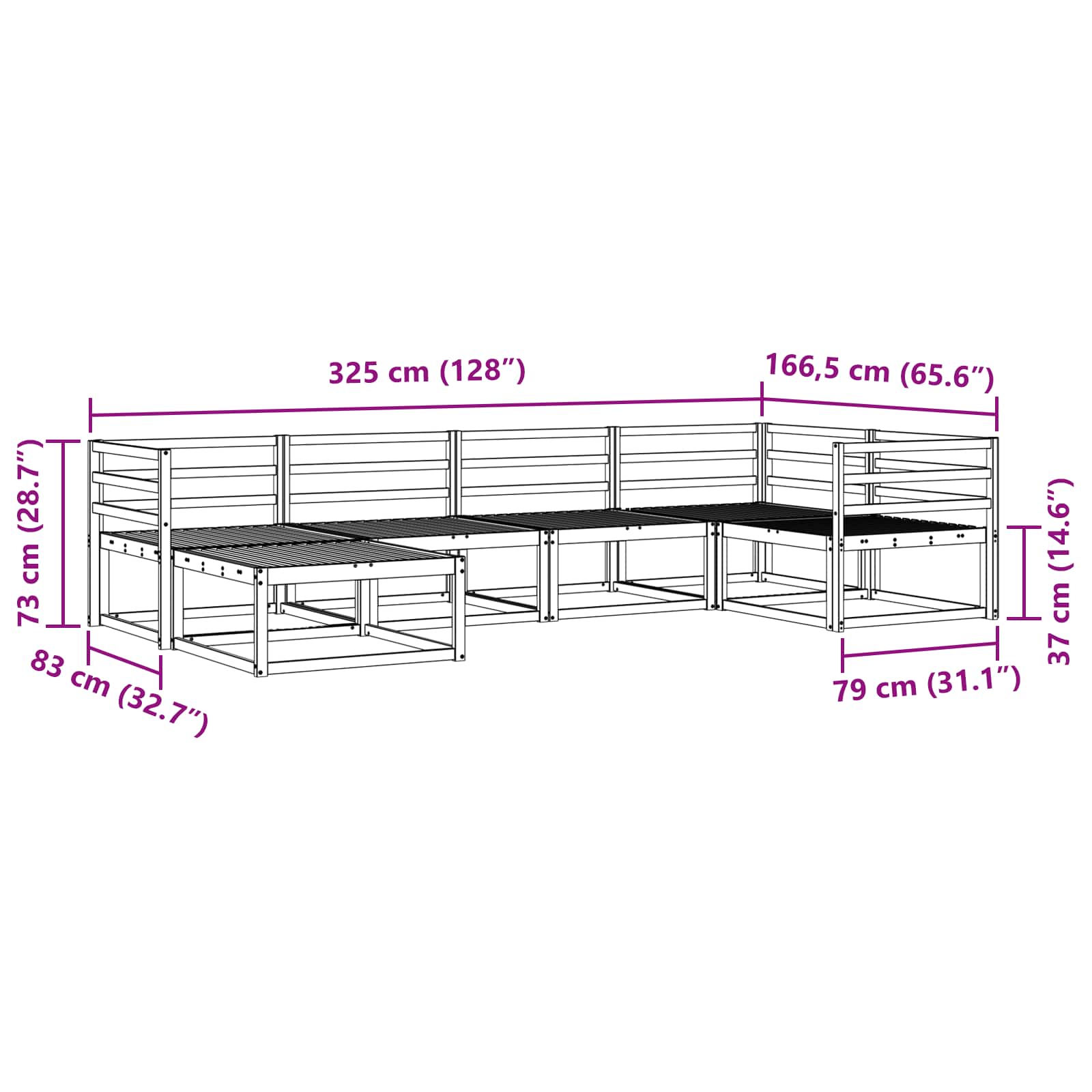 Buiten bankenset 6 pcs Naturel Massief Acaciahout image 8