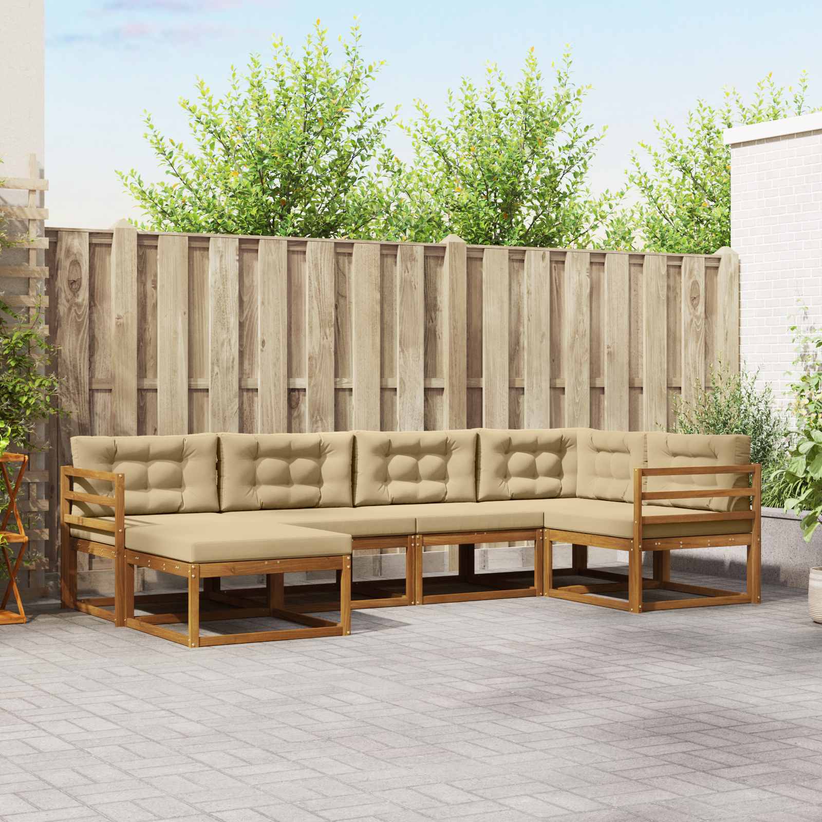 vidaXL Set de canapele de exterior cu pernă 6 pcs Natural și Bej