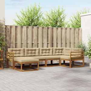 Zunanja garnitura za sedenje z blazino 6 pcs Naravna in bež