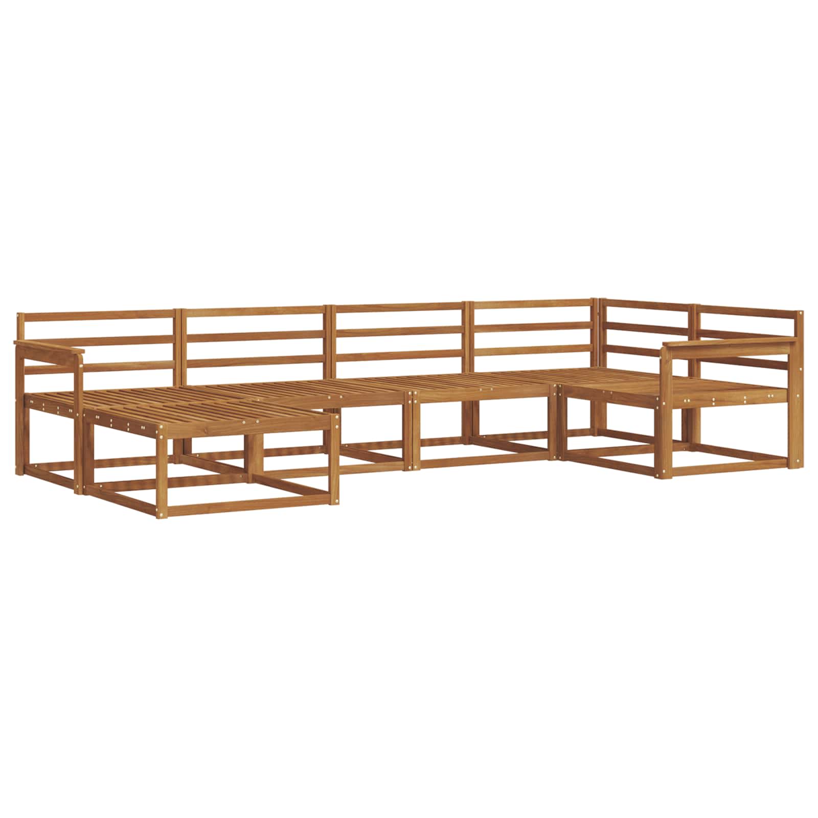 Buiten bankenset 6 pcs Naturel Massief Acaciahout image 2