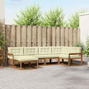 Zunanja garnitura za sedenje z blazino 6 pcs Naravna in smetana