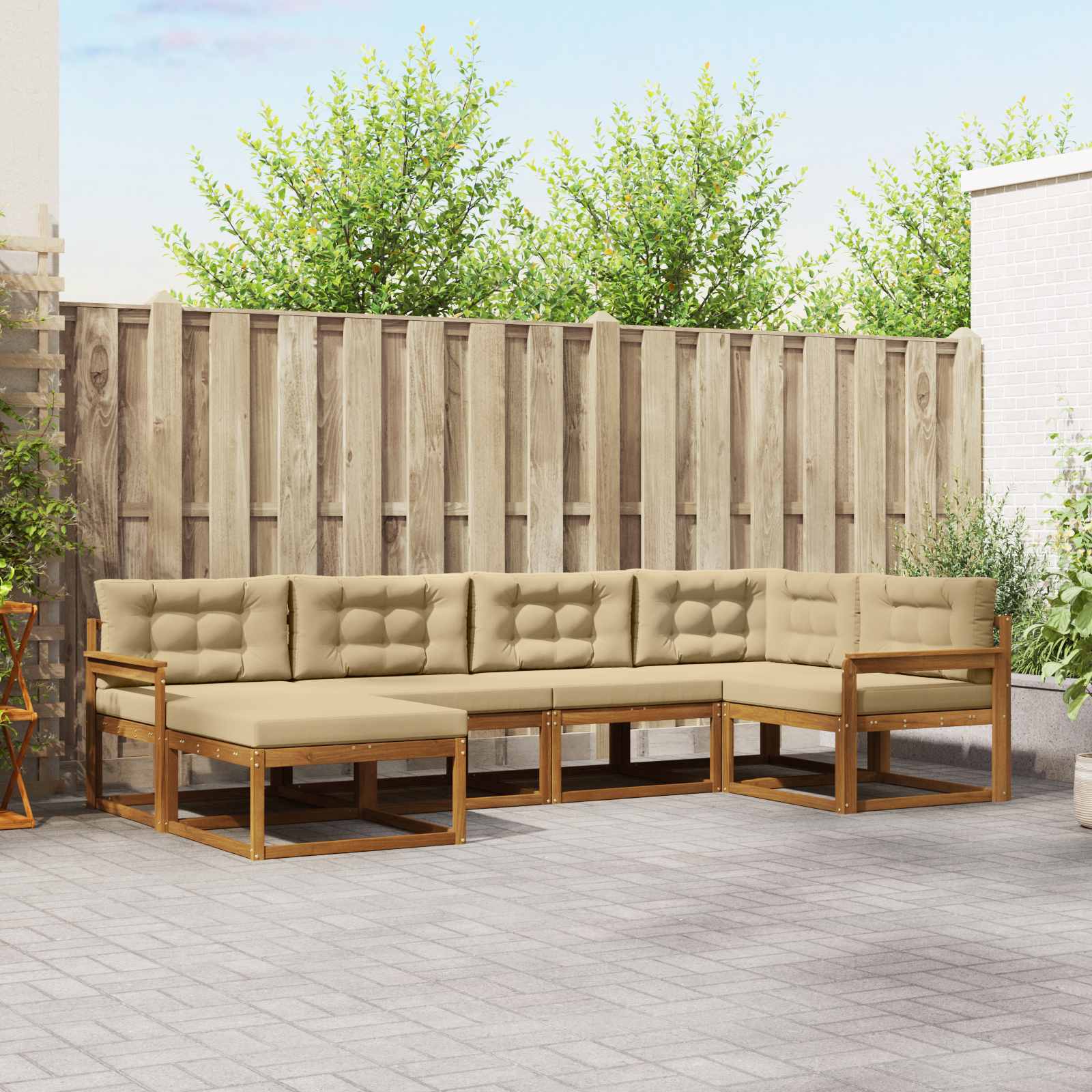 vidaXL Set de canapele de exterior cu pernă 6 pcs Natural și Bej