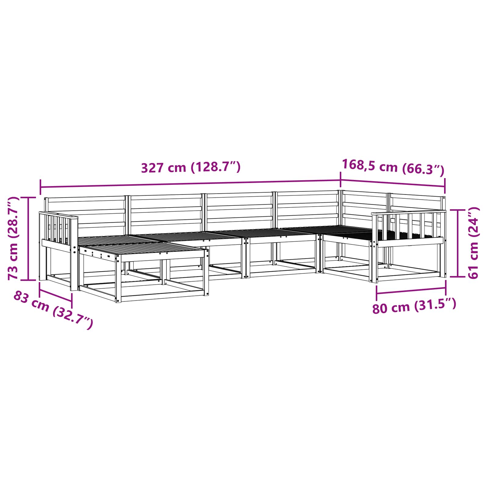 Buiten bankenset 6 pcs Naturel Massief Acaciahout image 8