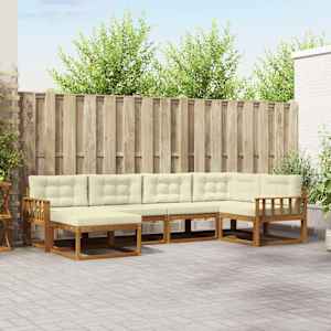 Zunanja garnitura za sedenje z blazino 6 pcs Naravna in smetana