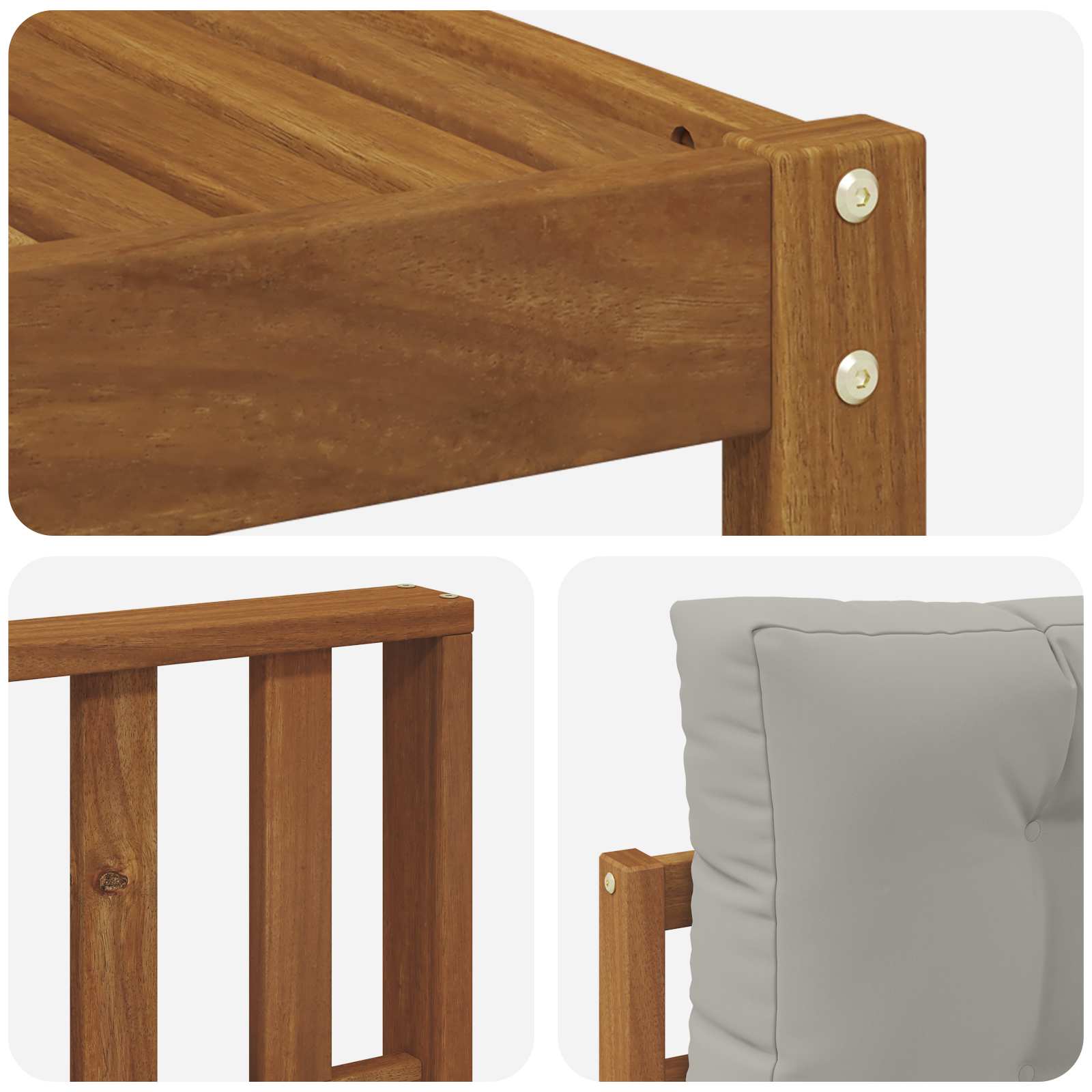 Buiten bankenset met kussen 6 pcs Natuurlijk en Lichtgrijs - Afbeelding 6