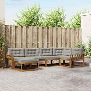 Zunanja garnitura za sedenje 6 pcs Naravna in svetlo siva