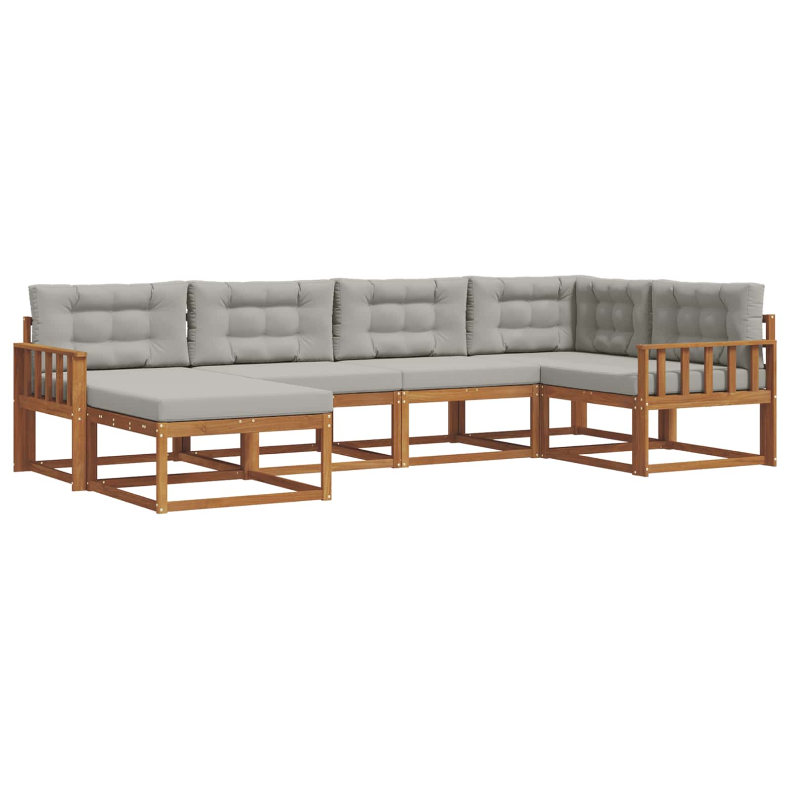 Buiten bankenset met kussen 6 pcs Natuurlijk en Lichtgrijs - Afbeelding 2