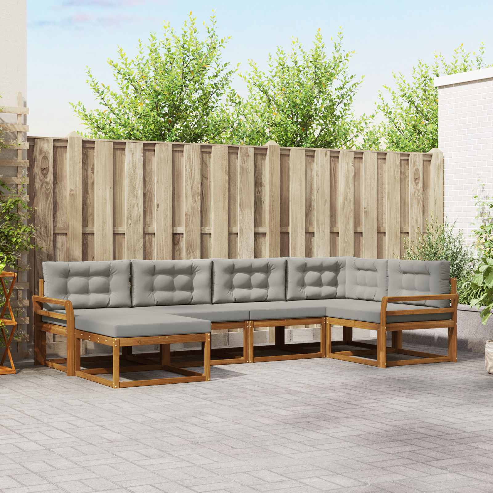 vidaXL Set de canapele de exterior 6 pcs Natural și gri deschis
