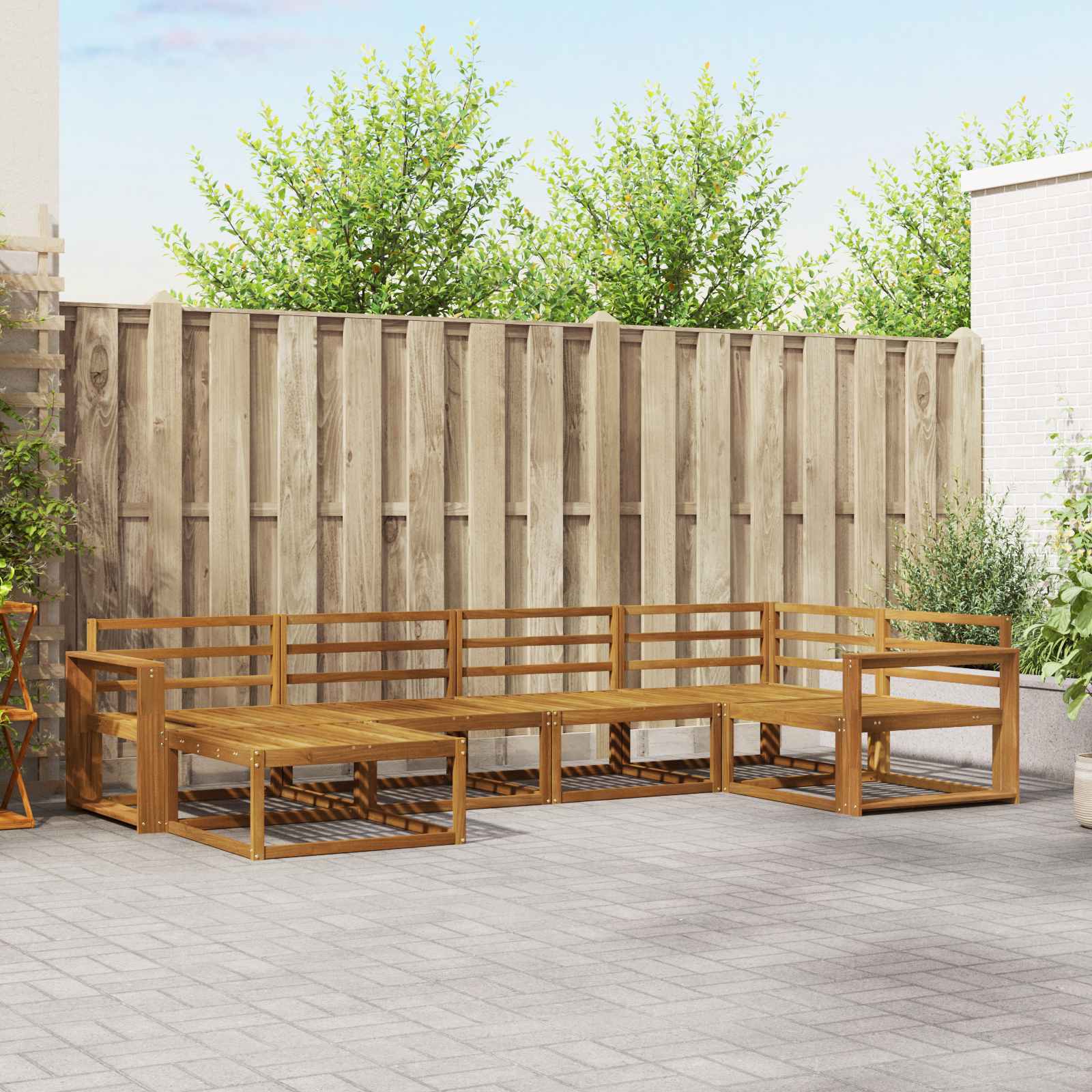 Buiten bankenset 6 pcs Naturel Massief Acaciahout image 1