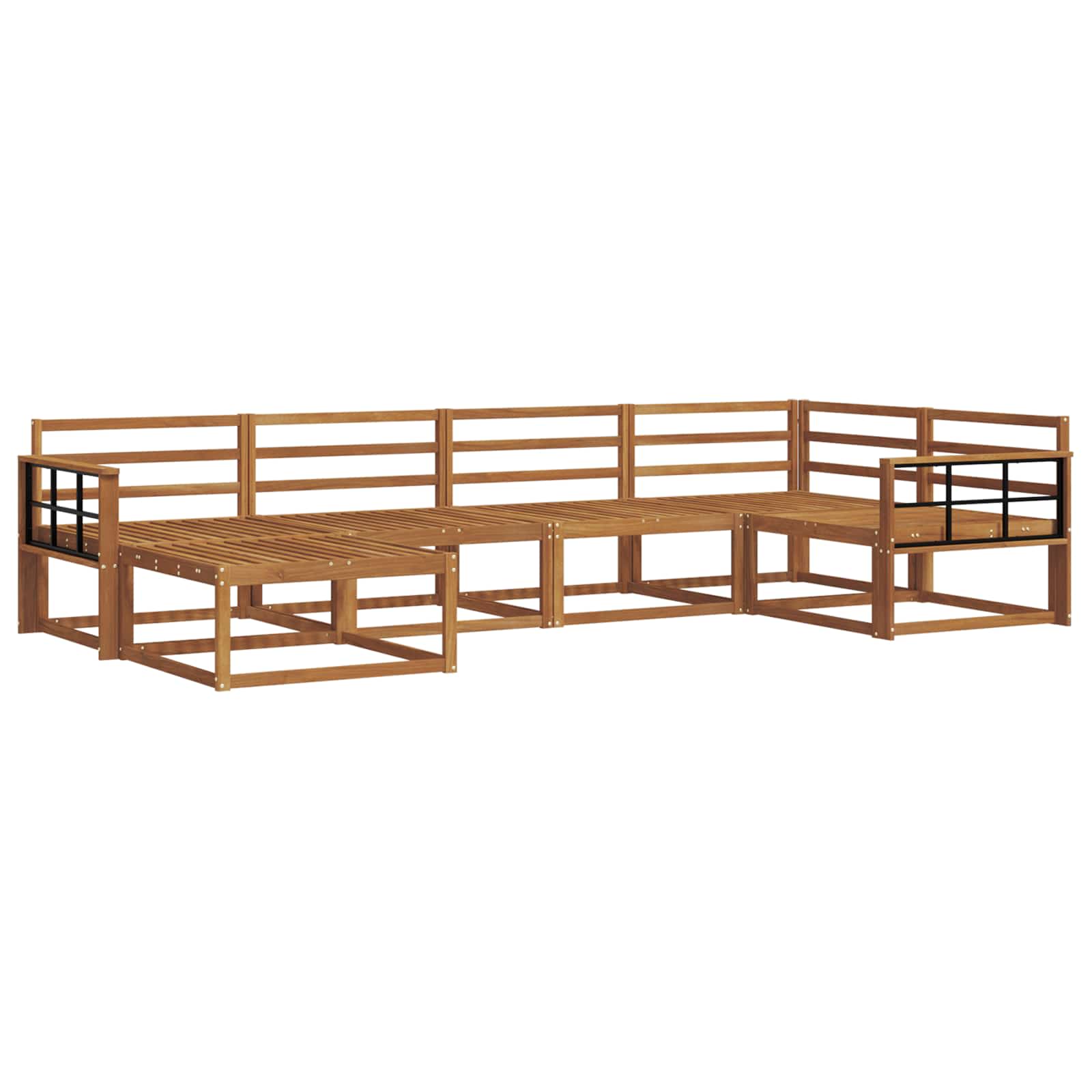 Buiten bankenset 6 pcs Naturel Massief Acaciahout image 2