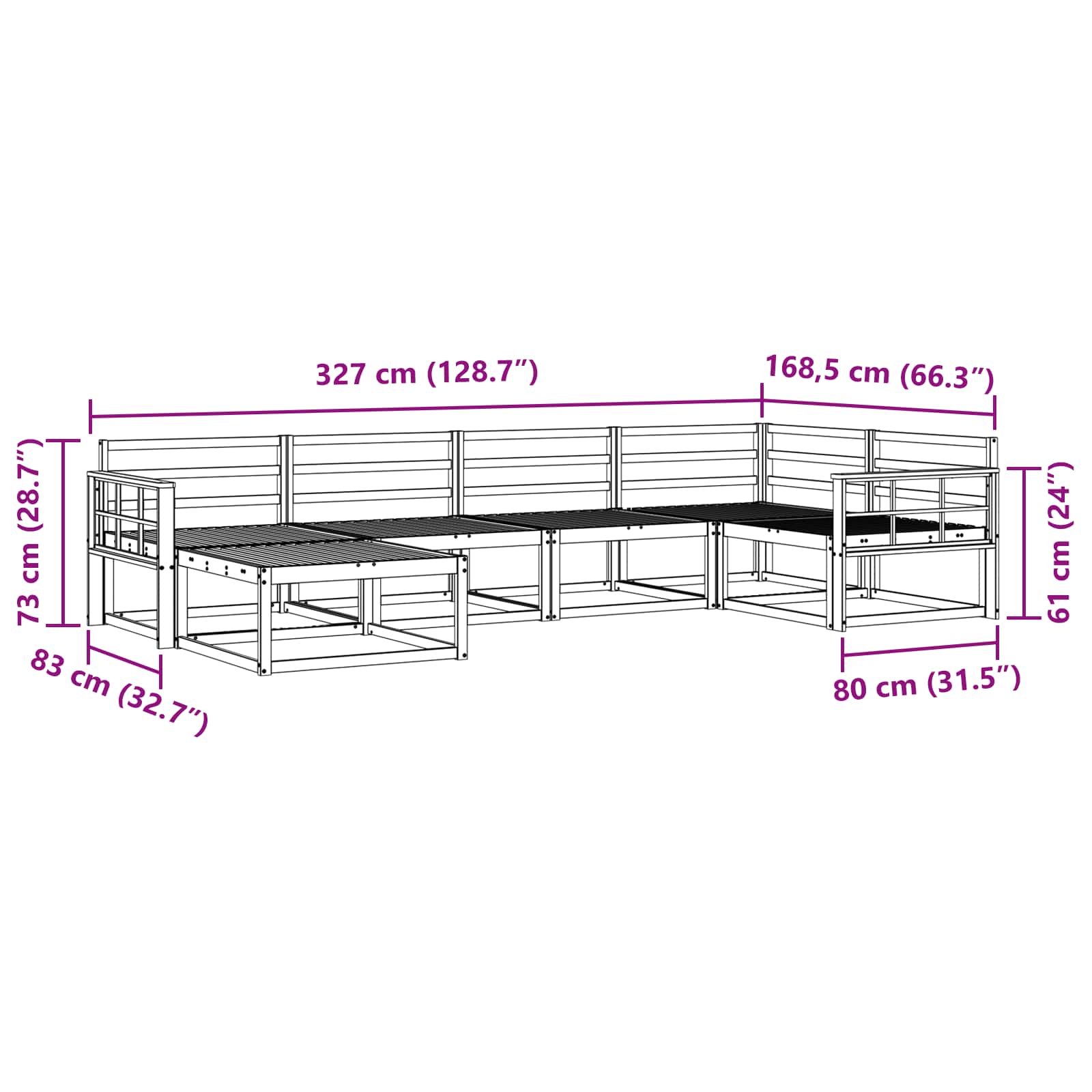 Buiten bankenset 6 pcs Naturel Massief Acaciahout image 8