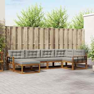 Zunanja garnitura za sedenje 6 pcs Naravna in svetlo siva