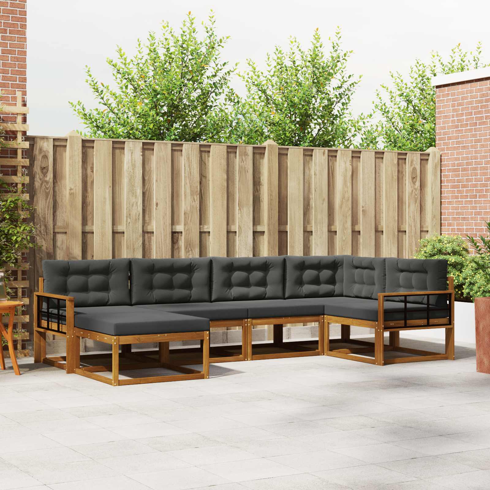 vidaXL Set de canapele de exterior cu pernă 6 pcs Natural și Antracit