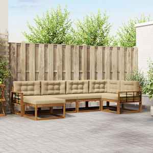 Zunanja garnitura za sedenje z blazino 6 pcs Naravna in bež