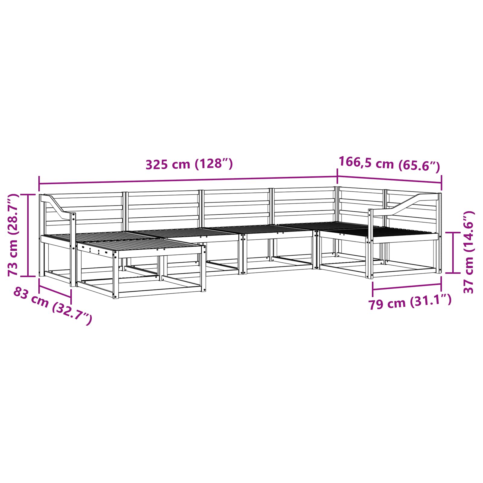 Buiten bankenset 6 pcs Naturel Massief Acaciahout image 8