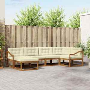 Zunanja garnitura za sedenje z blazino 6 pcs Naravna in smetana