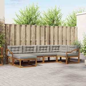 Zunanja garnitura za sedenje 6 pcs Naravna in svetlo siva