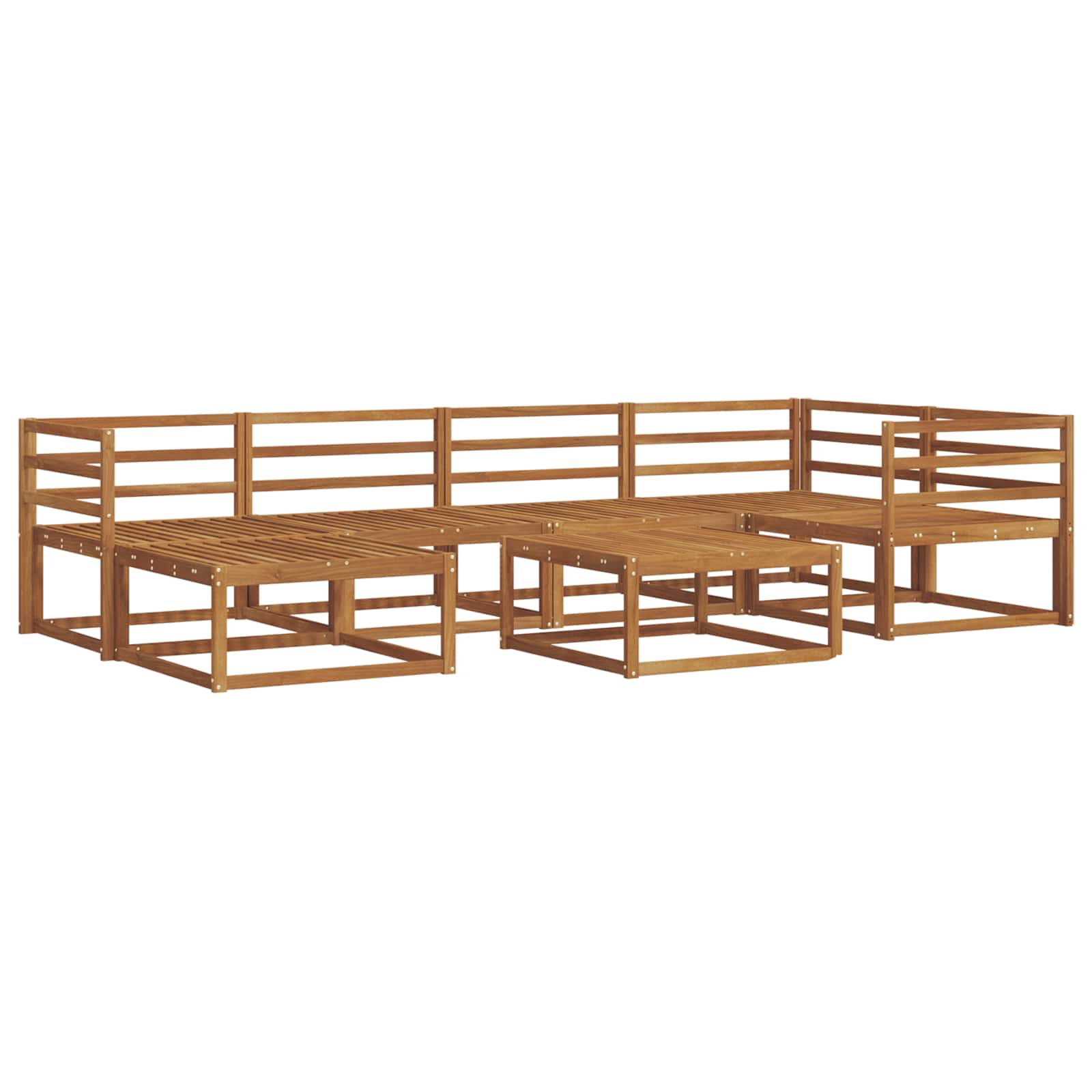 Buiten bankenset 7 pcs Naturel Massief Acaciahout image 2