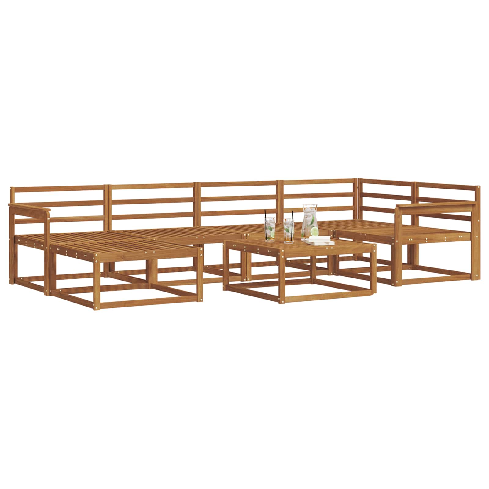 Buiten bankenset 7 pcs Naturel Massief Acaciahout image 3