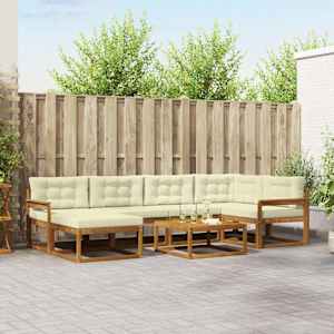 Zunanja garnitura za sedenje z blazino 7 pcs Naravna in smetana