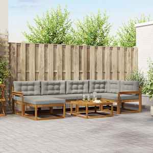 Zunanja garnitura za sedenje 7 pcs Naravna in svetlo siva