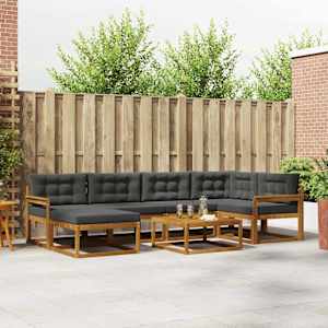 Zunanja garnitura za sedenje 7 pcs Naravna in antracitna