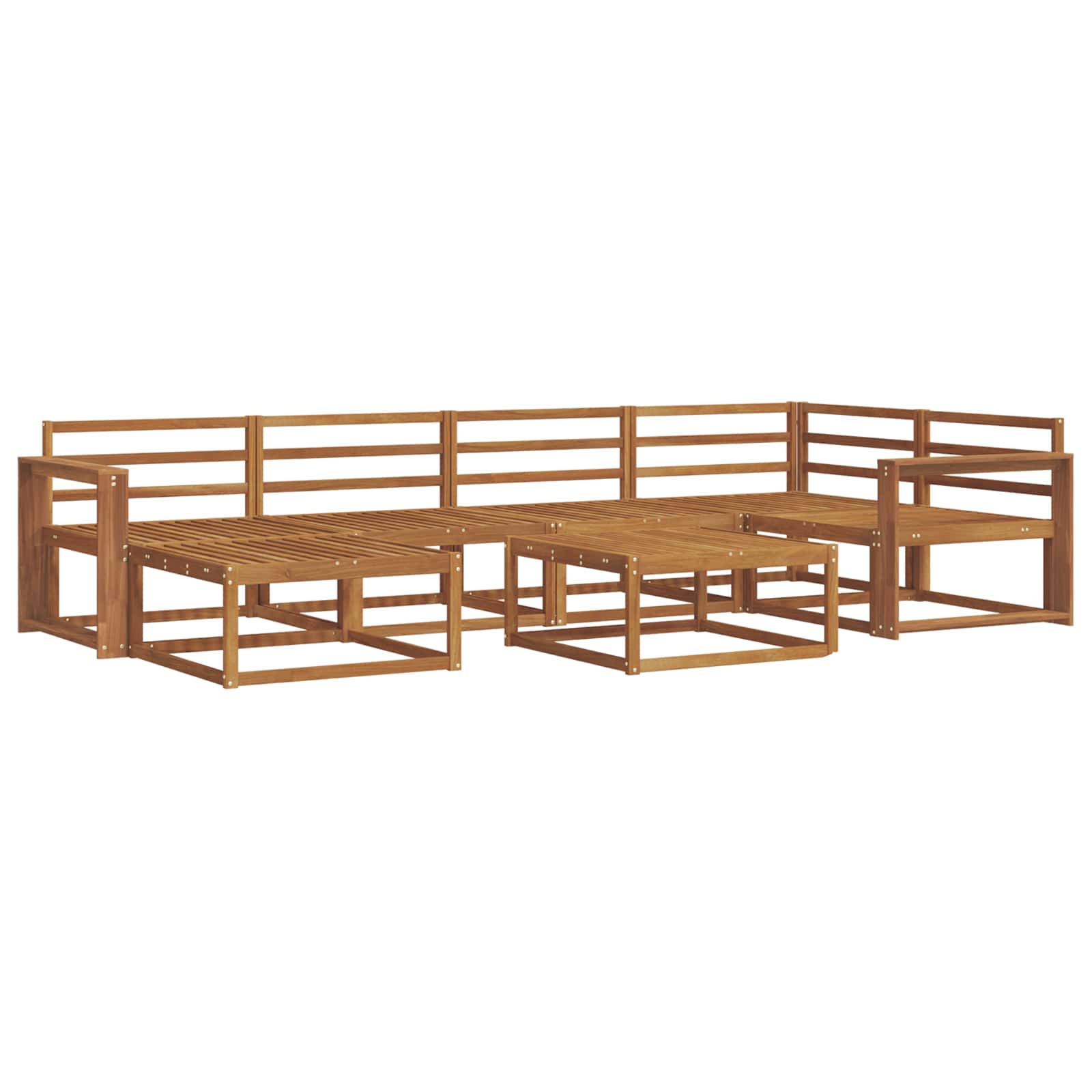 Buiten bankenset 7 pcs Naturel Massief Acaciahout image 2