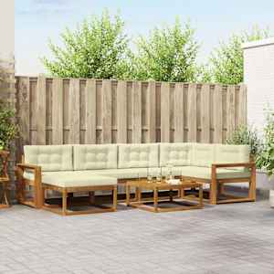 Zunanja garnitura za sedenje z blazino 7 pcs Naravna in smetana