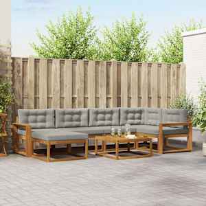 Zunanja garnitura za sedenje 7 pcs Naravna in svetlo siva