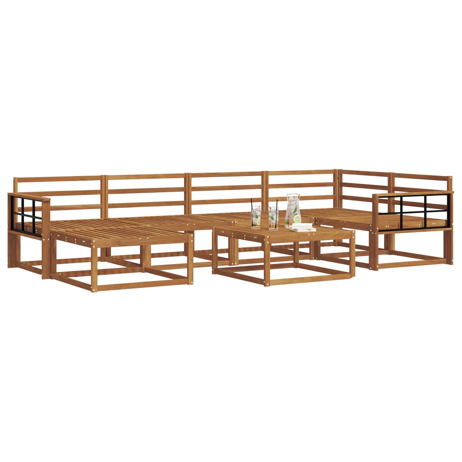 Buiten bankenset 7 pcs Naturel Massief Acaciahout image 3